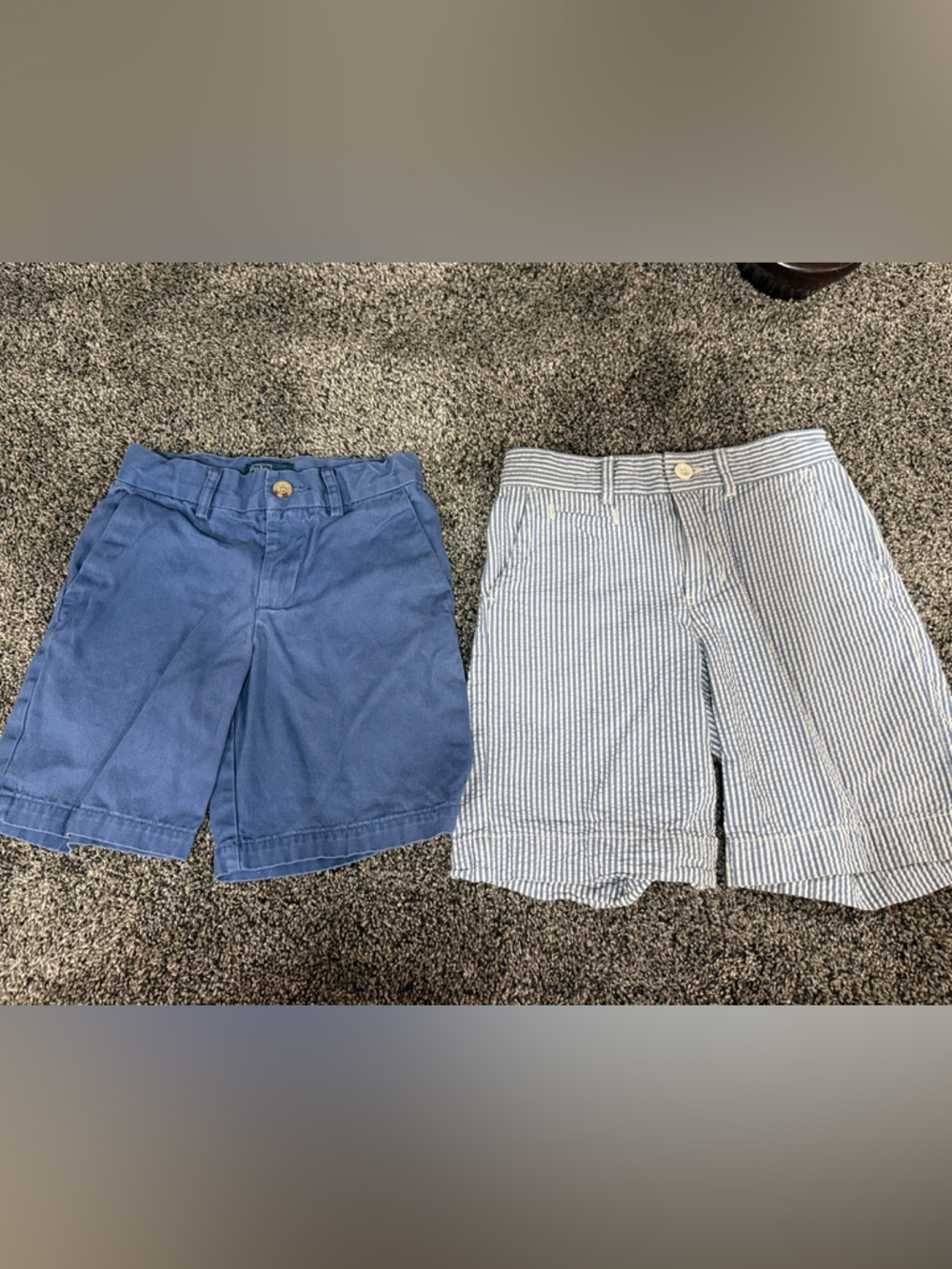 Polo by Ralph Lauren Boys Blue Solid and Blue/White Seersucker Shorts. Size 5